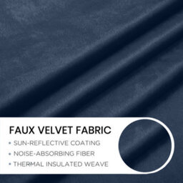Oxford Homeware Eyelet Velvet Curtains Navy Fully Lined Blackout Thermal Insulated Eyelet Curtains Pair (W)228Cm X (L)228Cm - thumbnail 6