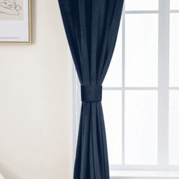 Oxford Homeware Eyelet Velvet Curtains Navy Fully Lined Blackout Thermal Insulated Eyelet Curtains Pair (W)228Cm X (L)228Cm - thumbnail 7