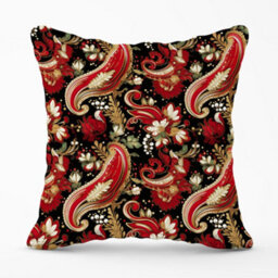 Warren Reed Designer Paisley Christmas Stars Red Cushions 60Cm X 60Cm - thumbnail 1