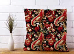 Warren Reed Designer Paisley Christmas Stars Red Cushions 60Cm X 60Cm - thumbnail 2