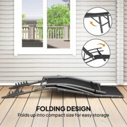 Outsunny Set Of 2 Garden Sun Loungers, Folding Chaise Lounge Chairs, Black - thumbnail 7