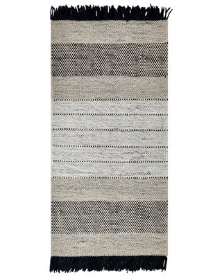 Wyld And Coco Hand-Woven Flat Weave Rug 80 X 150 Cm Beige And Black With Tassels - image 1