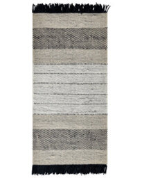 Wyld And Coco Hand-Woven Flat Weave Rug 80 X 150 Cm Beige And Black With Tassels - thumbnail 1