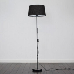 Valuelights Charles Black Floor Lamp With Linen Shade And Bulb - thumbnail 6