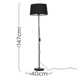 Valuelights Charles Black Floor Lamp With Linen Shade And Bulb - thumbnail 8