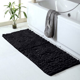 Ameha Black Chenille Mat 50X80Cm, Extra Soft, Non-Slip, Absorbent Bath Rug & Doormat - thumbnail 7