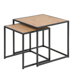 Furniture To Go Seaford Black Metal Nest Of Tables With Oak Top