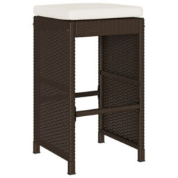 Berkfield Garden Bar Stools With Cushions 6 Pcs Brown Poly Rattan - thumbnail 3