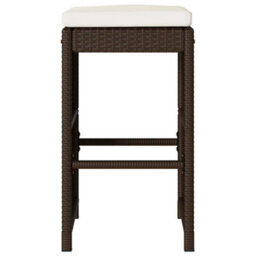 Berkfield Garden Bar Stools With Cushions 6 Pcs Brown Poly Rattan - thumbnail 4