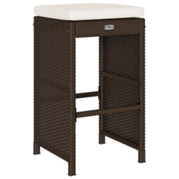 Berkfield Garden Bar Stools With Cushions 6 Pcs Brown Poly Rattan - thumbnail 6