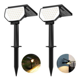 Lepro Outdoor Garden Spot Lights, 43 Led Solar Lights With Ip65 Waterproof, 2 Lighting Modes, Adjustable, Cool White Spotlights - thumbnail 1