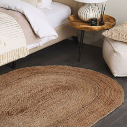 Beliani Natural Jute Braided Oval Rug 120 X 180 Cm Beige - Underfloor Heating Compatible - thumbnail 2