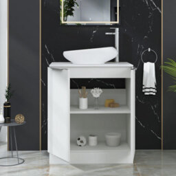 Royal Bathrooms Evora 700mm Matt White Fluted Floor Standing Countertop Vanity Unit 2 Door With Nova Basin - thumbnail 3