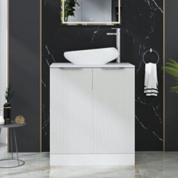 Royal Bathrooms Evora 700mm Matt White Fluted Floor Standing Countertop Vanity Unit 2 Door With Nova Basin - thumbnail 1