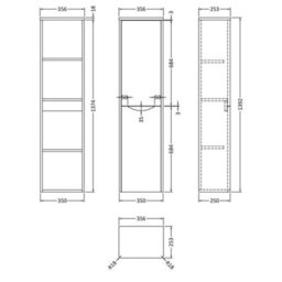Dezine Thames 350mm Satin Blue Tall Storage Unit - thumbnail 2