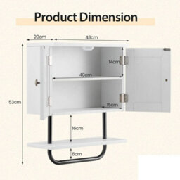 White Wall Mounted Bathroom Medicine Cabinet - thumbnail 2