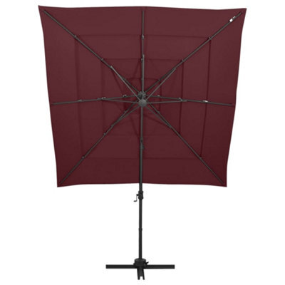Berkfield Harmful 4-Tier Parasol With Aluminium Pole Bordeaux Red 250X250 Cm - image 1