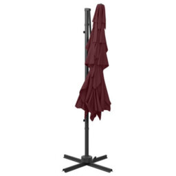 Berkfield Harmful 4-Tier Parasol With Aluminium Pole Bordeaux Red 250X250 Cm - thumbnail 5