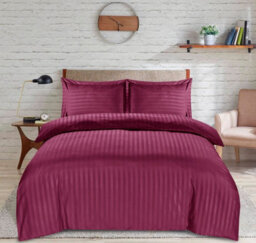 Casabella Satin Stripe Duvet Cover Sets King Burgundy Bedding With Satin Stripes, King Duvet Cover Sets & Pillowcases - thumbnail 3