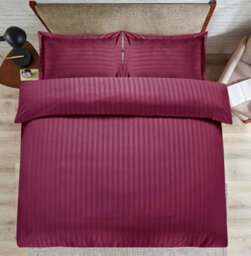 Casabella Satin Stripe Duvet Cover Sets King Burgundy Bedding With Satin Stripes, King Duvet Cover Sets & Pillowcases - thumbnail 4