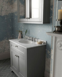 Hudson Reed Floor Standing Two Door Traditional Vanity Unit With 3 Tap Hole Grey Marble Top & Basin In Storm Grey, 820 X 470mm - thumbnail 2