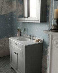 Hudson Reed Floor Standing Two Door Traditional Vanity Unit With 3 Tap Hole Grey Marble Top & Basin In Storm Grey, 820 X 470mm - thumbnail 5