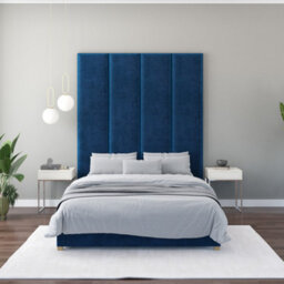 Aspire 45Cm X 210Cm Large Upholstered Headboard Wall Panel, Plush Velvet Navy - thumbnail 2
