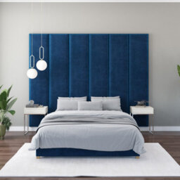 Aspire 45Cm X 210Cm Large Upholstered Headboard Wall Panel, Plush Velvet Navy - thumbnail 4