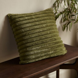 Catherine Lansfield Cosy Ribbed Faux Fur Soft Touch 45X45Cm Cushion Olive Green - thumbnail 1