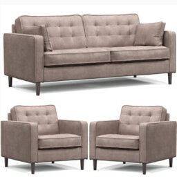 Furnishings For Less UK Eden Pewter Chenille Fabric 3 Piece Sofa Suite 3 Seater And 2 Armchairs - thumbnail 1