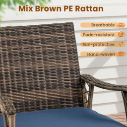 Costway 3 Pieces Rocking Bistro Set Outdoor Pe Wicker Conversation Set With Cushions - thumbnail 7
