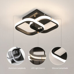 Pheashine Sleek Double Square Led Ceiling Light 19W Black Frame 19Cm Neutral Light 220V - thumbnail 4