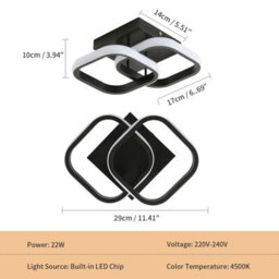 Pheashine Sleek Double Square Led Ceiling Light 19W Black Frame 19Cm Neutral Light 220V - thumbnail 6
