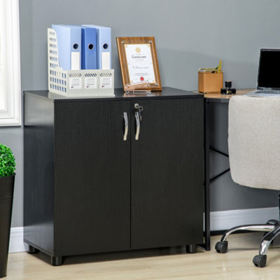 Vinsetto 2-Tier Locking Filing Cabinet Office Storage Cabinet, Black - image 1