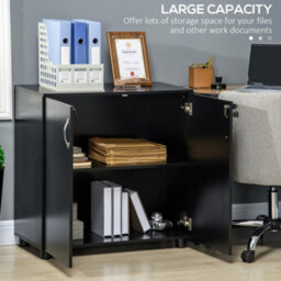 Vinsetto 2-Tier Locking Filing Cabinet Office Storage Cabinet, Black - thumbnail 4