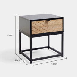 Set Of 2 Black Wood Effect Chevron Side Tables Bedside Nightstands - thumbnail 2