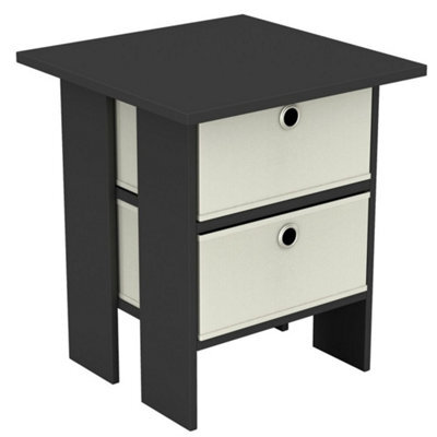 Urbn-Living Black, Cream - 2-Tier 2- Drawer Wooden Side Table - image 1