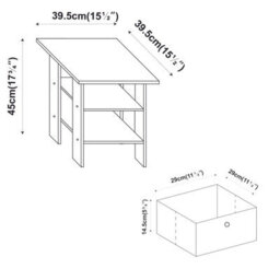 Urbn-Living Black, Cream - 2-Tier 2- Drawer Wooden Side Table - thumbnail 5