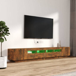 Berkfield 3 Piece Tv Cabinet Set With Led Lights Smoked Oak Engineered Wood - thumbnail 4