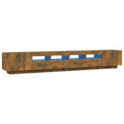 Berkfield 3 Piece Tv Cabinet Set With Led Lights Smoked Oak Engineered Wood - thumbnail 2