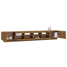 Berkfield 3 Piece Tv Cabinet Set With Led Lights Smoked Oak Engineered Wood - thumbnail 7