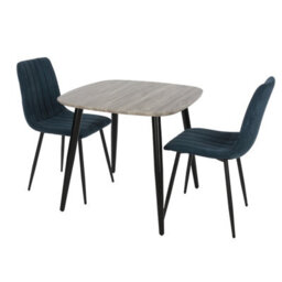 Core Products Aspen Grey Oak Effect 80Cm Square Dining Table With 2 Blue Cord Fabric Straight Stitch Design Chairs - thumbnail 9