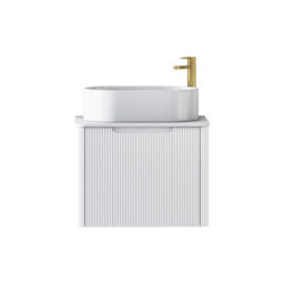 Royal Bathrooms Avenza 600mm Matte White Wall Hung Bathroom Countertop Vanity Unit 1 Drawer With Peak Basin - thumbnail 6