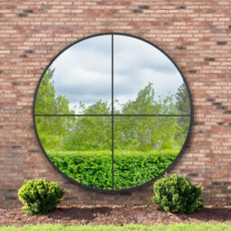 Mirroroutlet The Genestra Black Extra Large Circular Window Metal Garden Wall Mirror 200Cm X 200Cm - thumbnail 1
