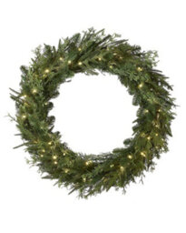 WeRChristmas 9Ft Pre Lit Decorated Mixed Tip Garland Red And Gold Design With Led Lights