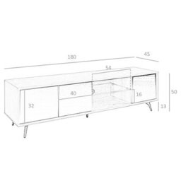 Angel Cerda Stylish Black Glass And Walnut Tv Unit With Steel Legs - thumbnail 6