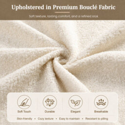 Modernluxe 5Ft King Bed, Ottoman Bed, (150 X 200 Cm), With Deep Curved Headboard & Reinforced Slatted Base, Beige, Bouclé - thumbnail 7