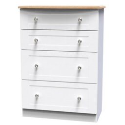 Santander Ready Assembled Matt White & Oak 4 Drawer Chest (H)1074mm (W)765mm (D)415mm - thumbnail 1