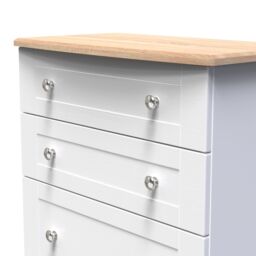 Santander Ready Assembled Matt White & Oak 4 Drawer Chest (H)1074mm (W)765mm (D)415mm - thumbnail 2