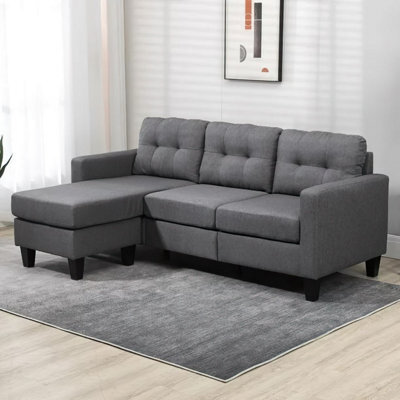 SquareBoxx Portofino 3 Seater Corner Sofa, Chaise Lounge Furniture With Reversible Ottoman Footstool Or Chaise - Grey - image 1